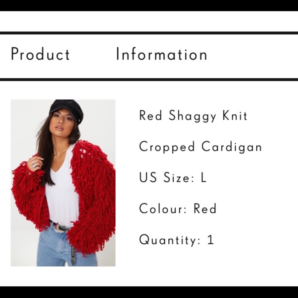Pretty Little Thing Red Shag Cropped Cardigan